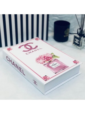 Lovely Book & Book Chanel Pembe Parfüm Şişe Figürlü Açılabilir Dekoratif Kitap Kutusu 27 x 19 x 4 cm