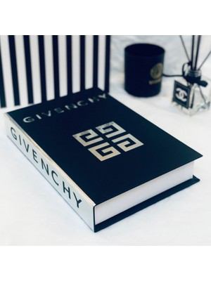 Lovely Book & Book Gıvenchy Klasik Model Siyah & Gümüş Açılabilir Dekoratif Kitap Kutusu 27 x 19 x 4 cm