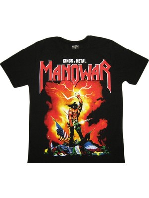 Manowar Siyah Erkek Tişört