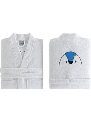 Yataş Bedding Pingu Kimono Yaka Bornoz Pamuk Bornoz Renk :mavi ve Beyaz 450 Gr/m² (3-4 Yaş)