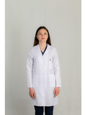 Ehil Bayan Doktor Hemşire Önlüğü Beyaz Renk Gömlek Yaka (Dar Kesim)