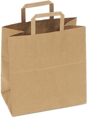 1001 Ambalaj KRAFT KAĞIT ÇANTA 28X16X28 CM FLAT SAPLI 25 ADET