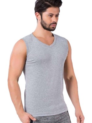 Tutku Ribana Spor V Yaka Erkek Fanila 401 | Gri