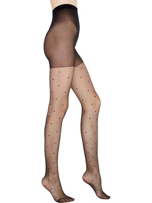 Penti Stil Puantiyeli Külotlu Çorap | Siyah