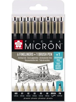 Sakura Pigma Micron 8 Parça Set Su Geçirmez ve Kimyasal Dayanıklı Kalemler