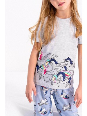 Rolypoly Unicorn Karmelanj Kız Çocuk Kısa Kol Pijama Takımı