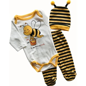 3lü Şapkalı Bebek Takım Arılı