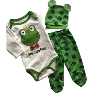 3lü Şapkalı Bebek Takım Kurbağalı