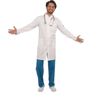 Emel Tekstil Doktor Hemşire Teikoton Erkek Beyaz Hakim Yaka Uzun Boy Uzun Kol Önlük Alpaka Uniforma