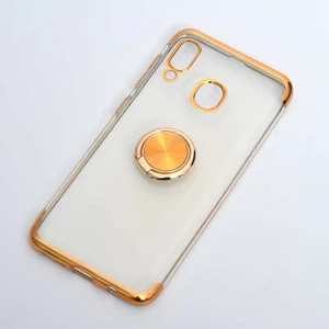Galaxy A20 Kılıf Zore Gess Kenarları Renkli Yüzük Aparatlı Kılıf Gold