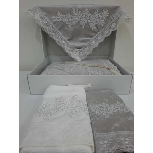 Lamazi Home Lamazihome 5 Parça Gri Kadife Fransız Güpürlü Seccade