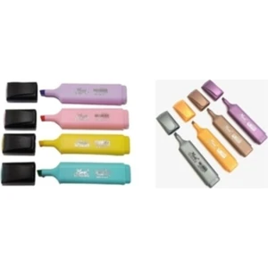Fosforlu Kalem 4 Pastel Renk 4 Metalik Renk 8'li Pvc Paketli
