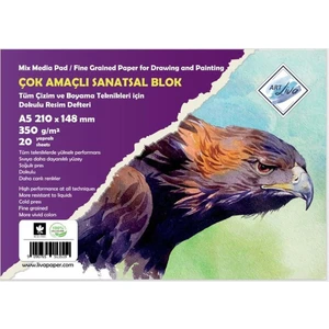 Art Liva A5 Dokulu Sulu Teknik Sanatsal Resim Defteri 350 Gram 20 Yaprak