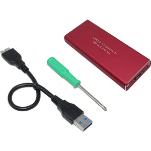 M.2 NGFF To USB 3.0 SSD Sata HDD Harddisk Kutusu - Aliminyum Kırmızı
