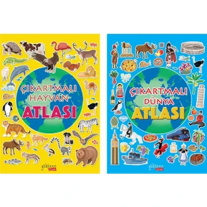 Çıkartmalı Hayvan Atlası + Çıkartmalı Dünya Atlası 2 Kitap Set