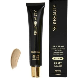 Selin Beauty BB Krem - Cilt Tonunu Eşitleyen, Nemlendirici ve Anti-Aging Özellikli, Orta Ton, SPF 25, UVA/UVB Koruma, Vitamin C ve E, 40 ml