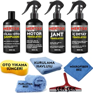 Otomobil Araç Araba Oto Temizlik ve Bakım Seti Motor Jant Iç Detay Temizleyici ve Oto Şampuanı 4X500ML