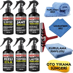 Otomobil Araç Araba Oto Temizlik ve Bakım Seti Iç Detay+Jant-Motor Temizleyici+Hızlı Cila+Torpido+Lastik Parlatıcı 6X500ML