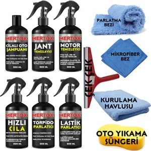 Otomobil Araç Araba Oto Temizlik ve Bakım Seti Oto Şampuanı+Jant-Motor Temizleyici+Hızlı Cila+Torpido+Lastik Parlatıcı 6X500ML