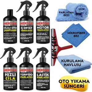 Otomobil Araç Araba Oto Temizlik ve Bakım Seti Oto Şampuanı+Iç Detay+Motor Temizleyici+Hızlı Cila+Torpido+Lastik Parlatıcı 6X500ML