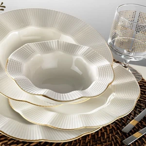 Kütahya Porselen 24 Parça Milena Krem Fileli Yemek Takımı