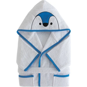 Pingu Kapüşonlu Bornoz Pamuk Bornoz Renk :mavi ve Beyaz  450 Gr/m² (3-4 Yaş)