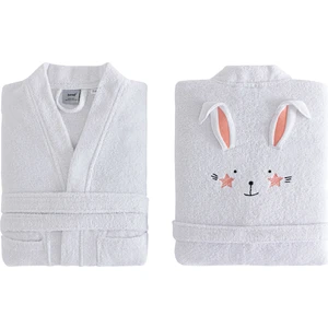 Bret Kimono Yaka Bornoz Pamuk Bornoz Renk :somon ve Beyaz 450 Gr/m² (3-4 Yaş)