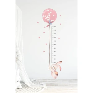 Pembe Balonlu Tavşan Boy Ölçer Duvar Sticker Seti