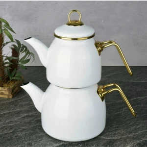 Beyaz Emaye Çaydanlık