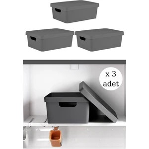 HANE216  3'lü 10 Lt Kapaklı Kutu