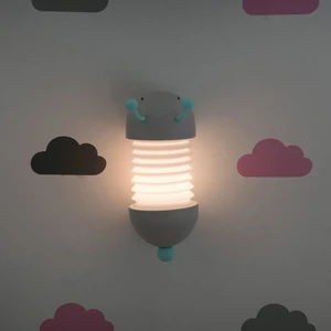 Sevimli Tırtıl Şarjlı Gece Masa Lambası Gri Katlanabilir LED Işıklı