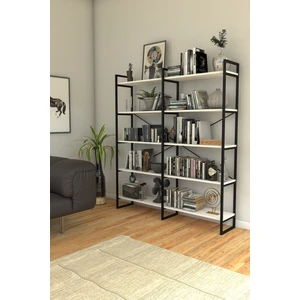 Nilamu Kitaplık / Metal Aksamlı / Antrasit Gri / Açık Raf / Organizer / Ofis / Ev / 5 Raflı Kitaplık