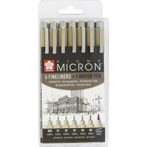 Pigma Micron Fineliners 6 Set + 1 Brush Pen