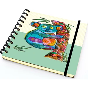Desenli Sert Kapak 14X14 cm Spiralli Defter 100 Yp Kareli