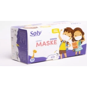 Soly Care 3 Katlı Lastikli Telli Beyaz Çocuk Cerrahi Maske 50 Adet