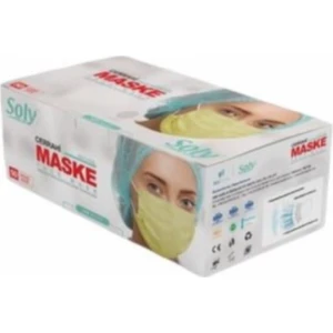 Soly Care 3 Katlı Lastikli Telli Sarı Meltblown Cerrahi Maske 50 Adet