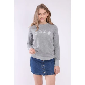 Kadın Gri Reglan Kol Basic Yaka Sweatshirt