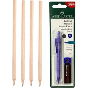 Tri Click Mor ve Faber-Castell 4'lü Natural Ösym Kalemi