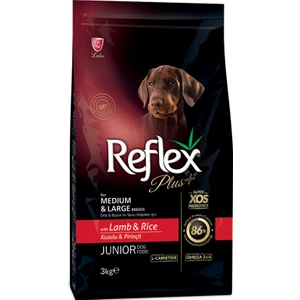 Plus Orta Büyük Irk Kuzulu Pirinçli Yavru Köpek Maması 3 kg