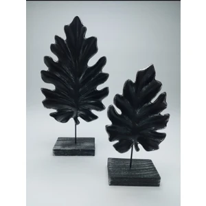 Biblo Home 2'li Şık Modern Siyah-Gümüş Çınar Yaprak
