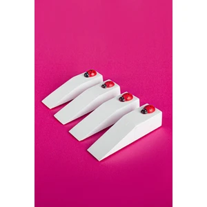 4 Adet Ideal Ahşap Uğur Böcekli Kapı Stoperi - Beyaz