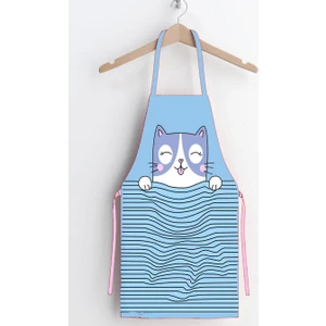 Ays Home Şirin Kedi Desen Leke Tutmaz Kumaş Mutfak Önlüğü