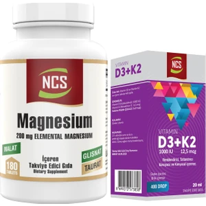 Magnesium Malat Glisinat Taurat 180 Tablet+Vitamin D3 K2 20 ml