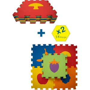 18 Parça Meyveler Eğitici Evamat Puzzle Yer Karosu ve Oyuncak