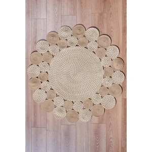 Nomad El Dokuma Jüt Halı 14 Bej 90 x 90 cm
