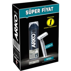 Arko Men - Arko Men 10 Adet Tekli Tıraş Bıçağı + Force Tıraş Köpüğü Pro 200 ml