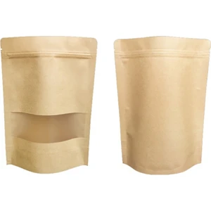 Kraft Pencereli Kilitli Doypack 13 x 22.5 x 7 ( 25 Adet )