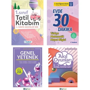 Tudem Yayınları 1. Sınıf Tatil Kitabım - Evde 30 Dakika - Akıl Oyunları ve Genel Yetenek 4 Kitap