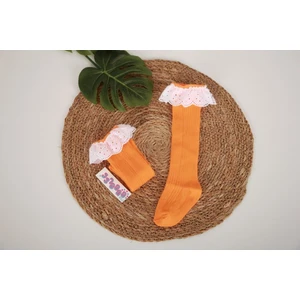 Dantelli Diz Altı Çocuk Çorap