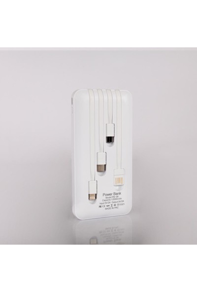 Sunix PB08 Micro, Ios Lightning, Type-C Çıkışlı LED Göstergeli Powerbank 12000MAH Beyaz